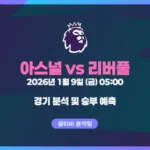 EPL 26년 1월 9일 아스널 VS 리버풀 경기 분석