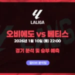 라리가 26년 1월 10일 오비에도 vs 베티스 승부예측